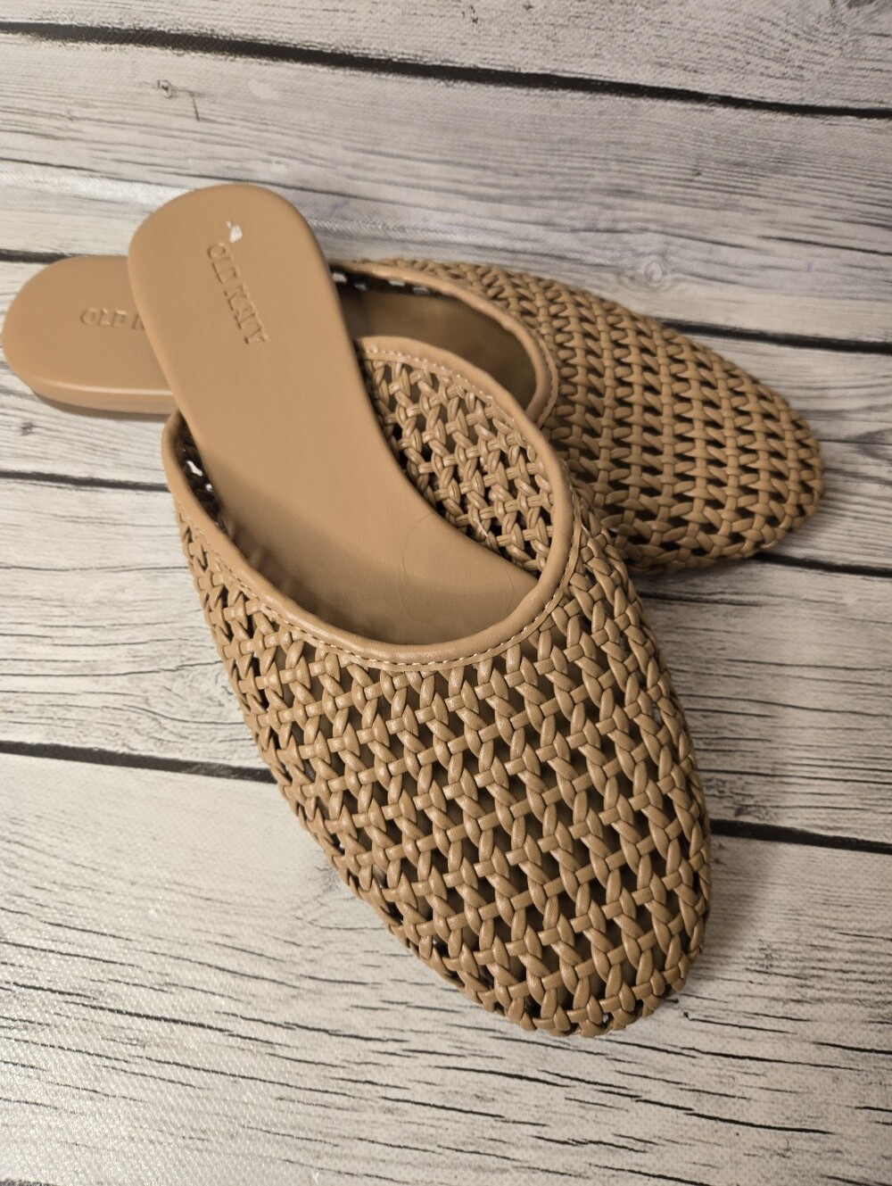 Old Navy Crafted Woven Mule Flats Tan Brown Women’s Size 9